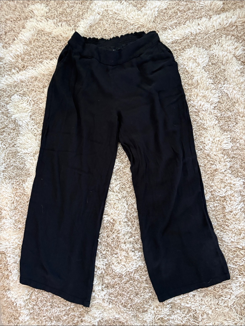 Lucky Brand Black Wide-Leg Pull-On Pants
